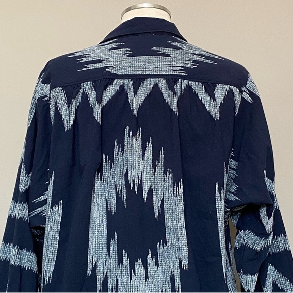 Anthropologie Pilcro The Romy Oversized Button Down Navy Western Aztec Top, Sm - Picture 10 of 16